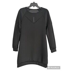 Fabletics Tilly Dress‎ Black Knit Mesh Long Sleeve Size Small NEW